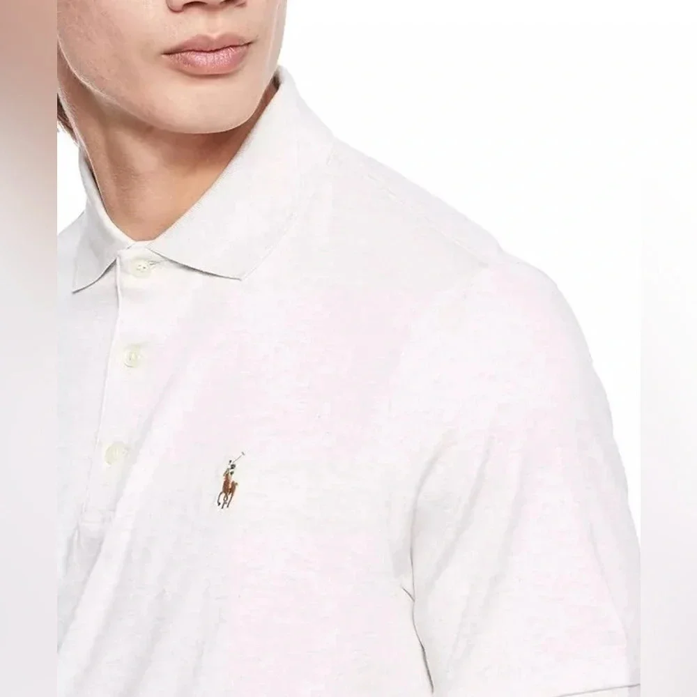 L Ralph Lauren Mens Polo Classic Fit Polo, American Heather size L